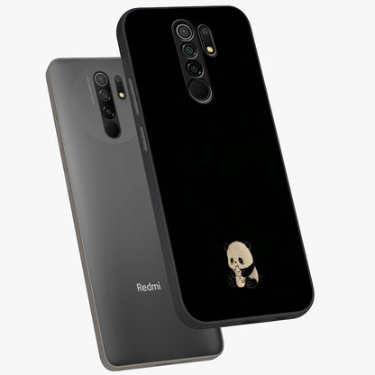 Midnight Panda Love Glass Case displayed in angled mockup highlighting adorable panda illustration with midnight aesthetic.