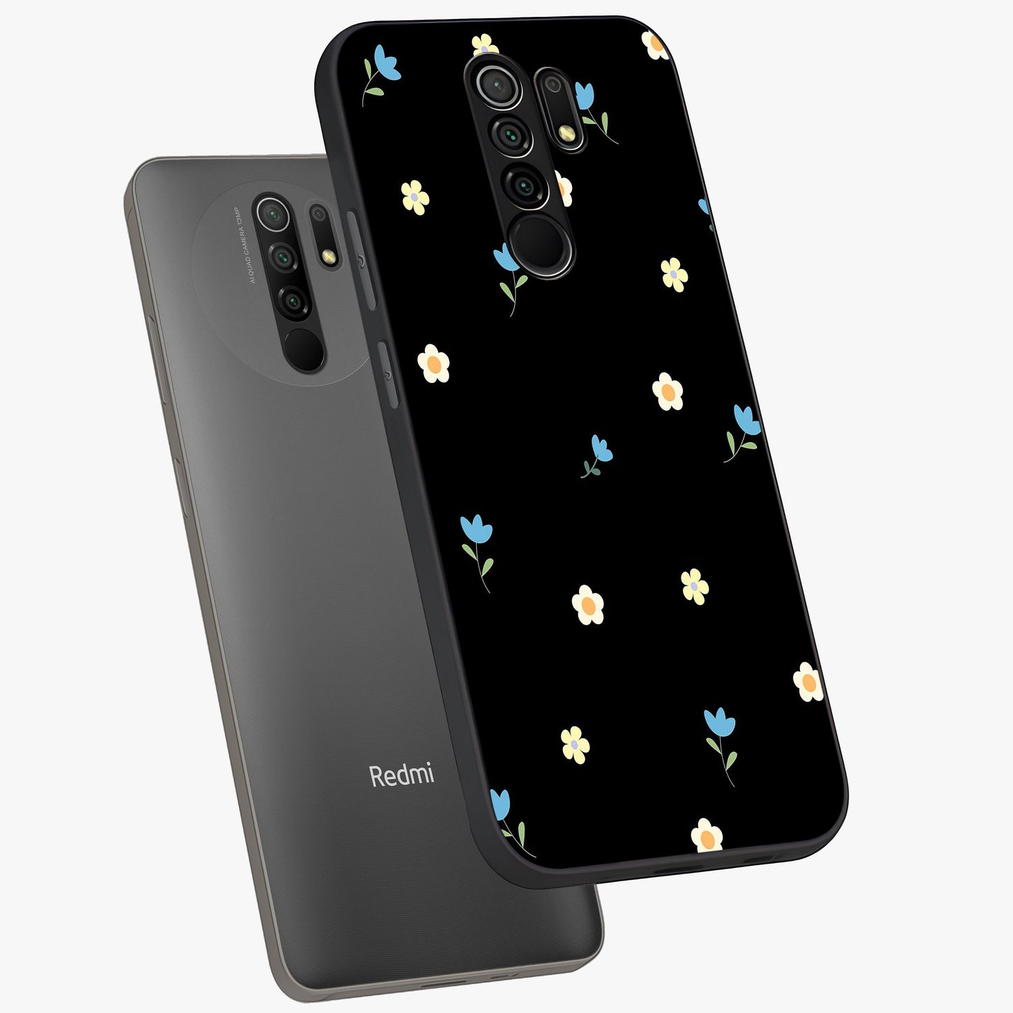 Minimal Petal Whispers Glass Case displayed in angled mockup highlighting delicate petal design with clean minimal aesthetic.