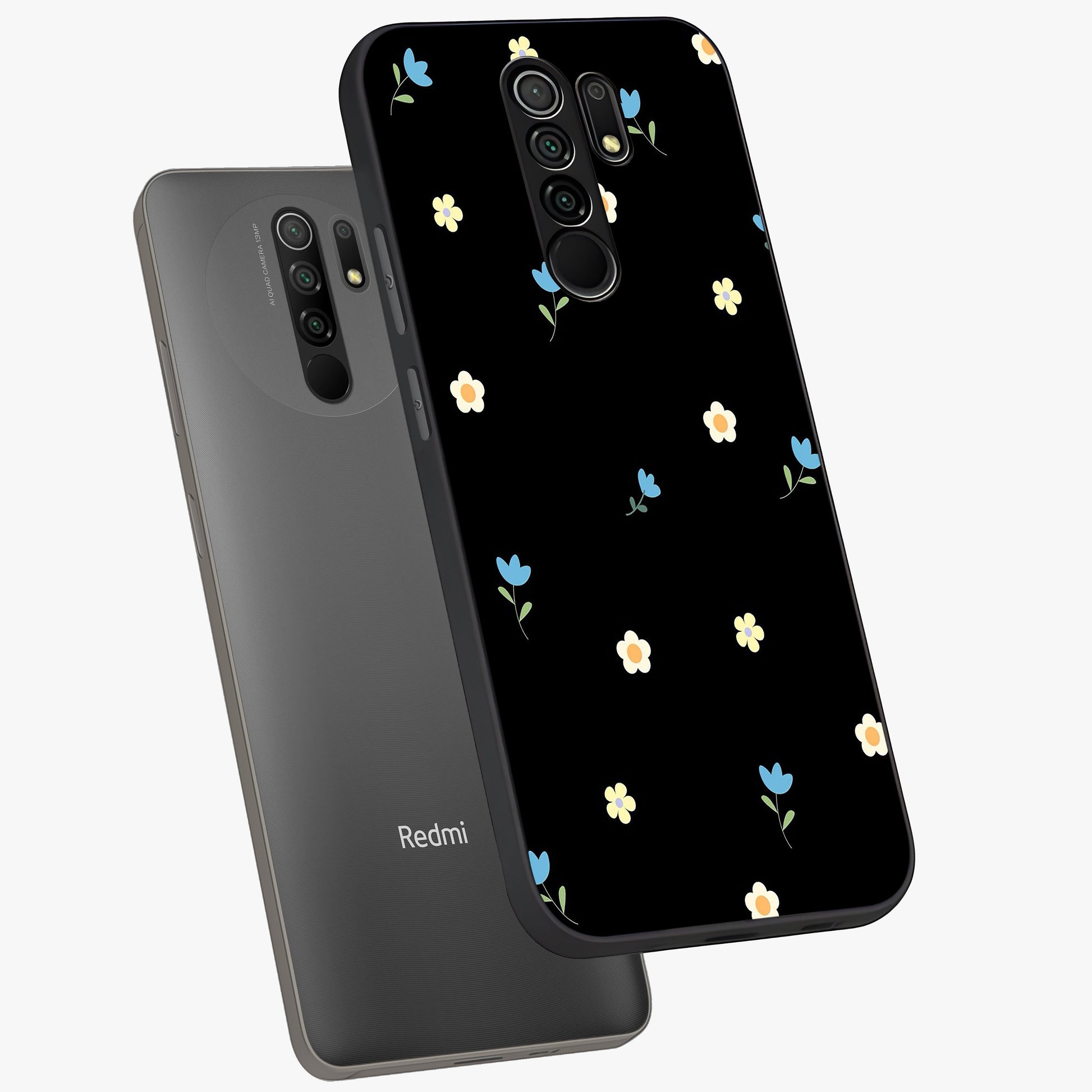 Minimal Petal Whispers Glass Case displayed in angled mockup highlighting delicate petal design with clean minimal aesthetic.