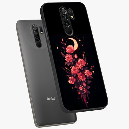 Moonlit Floral Elegance Glass Case displayed in angled mockup highlighting graceful flower design with soft moonlight aesthetic.