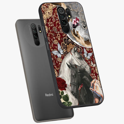 Moonlit Royal Stallion Glass Case displayed in angled mockup highlighting powerful stallion illustration with royal night aesthetic.