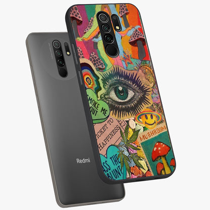 Mystic Eye Wonderland Glass Case displayed in angled mockup highlighting magical eye illustration with dreamy aesthetic.