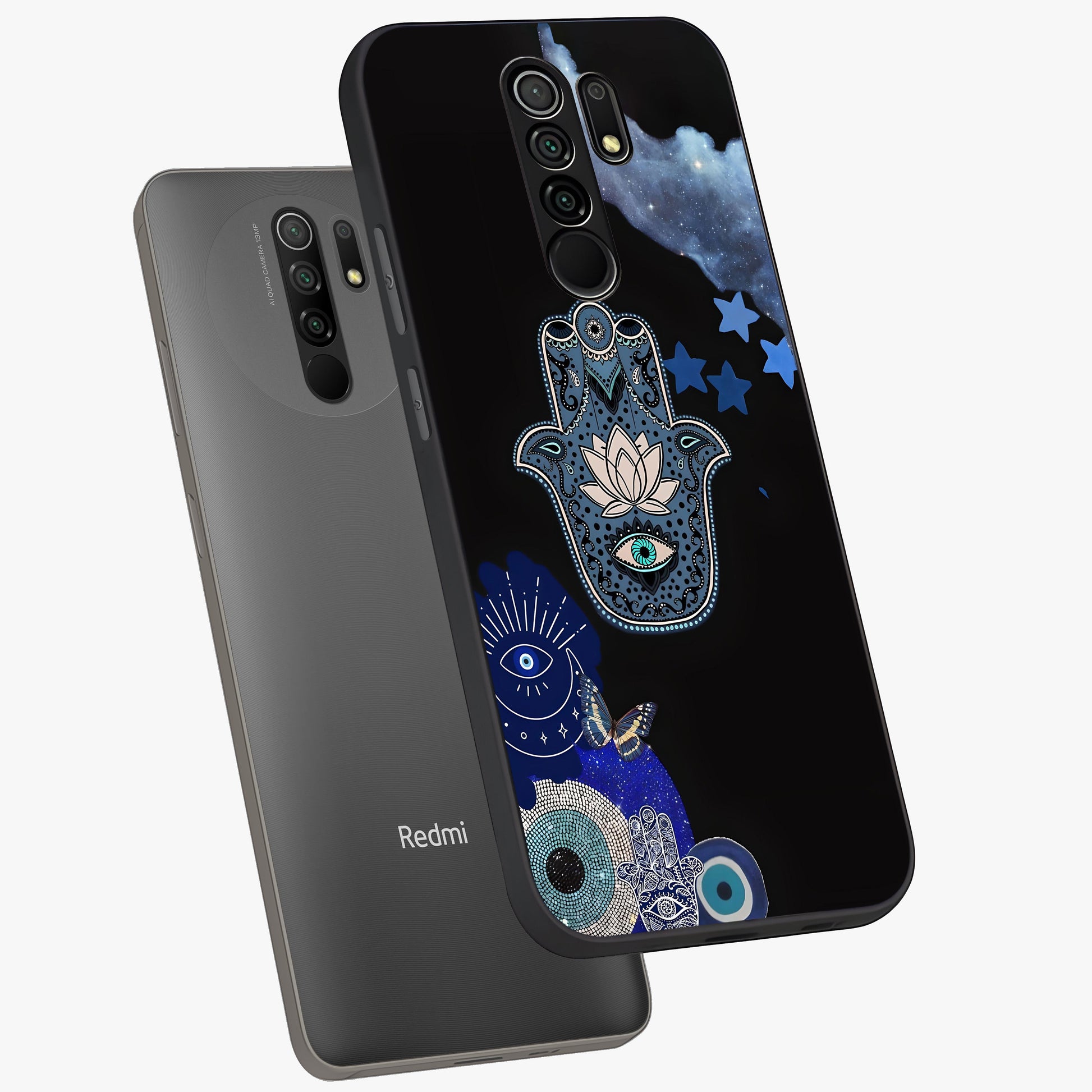 Mystic Hand Aura Glass Case displayed in angled mockup highlighting magical aura design with spiritual aesthetic style.