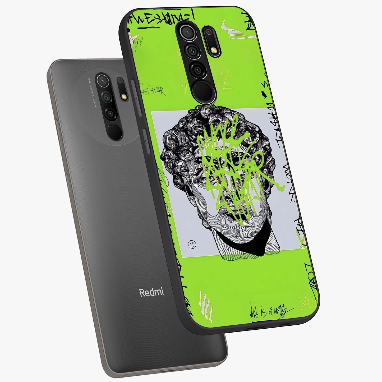 Neo Graffiti Rebellion Glass Case displayed in angled mockup highlighting urban street art design with rebellious aesthetic.