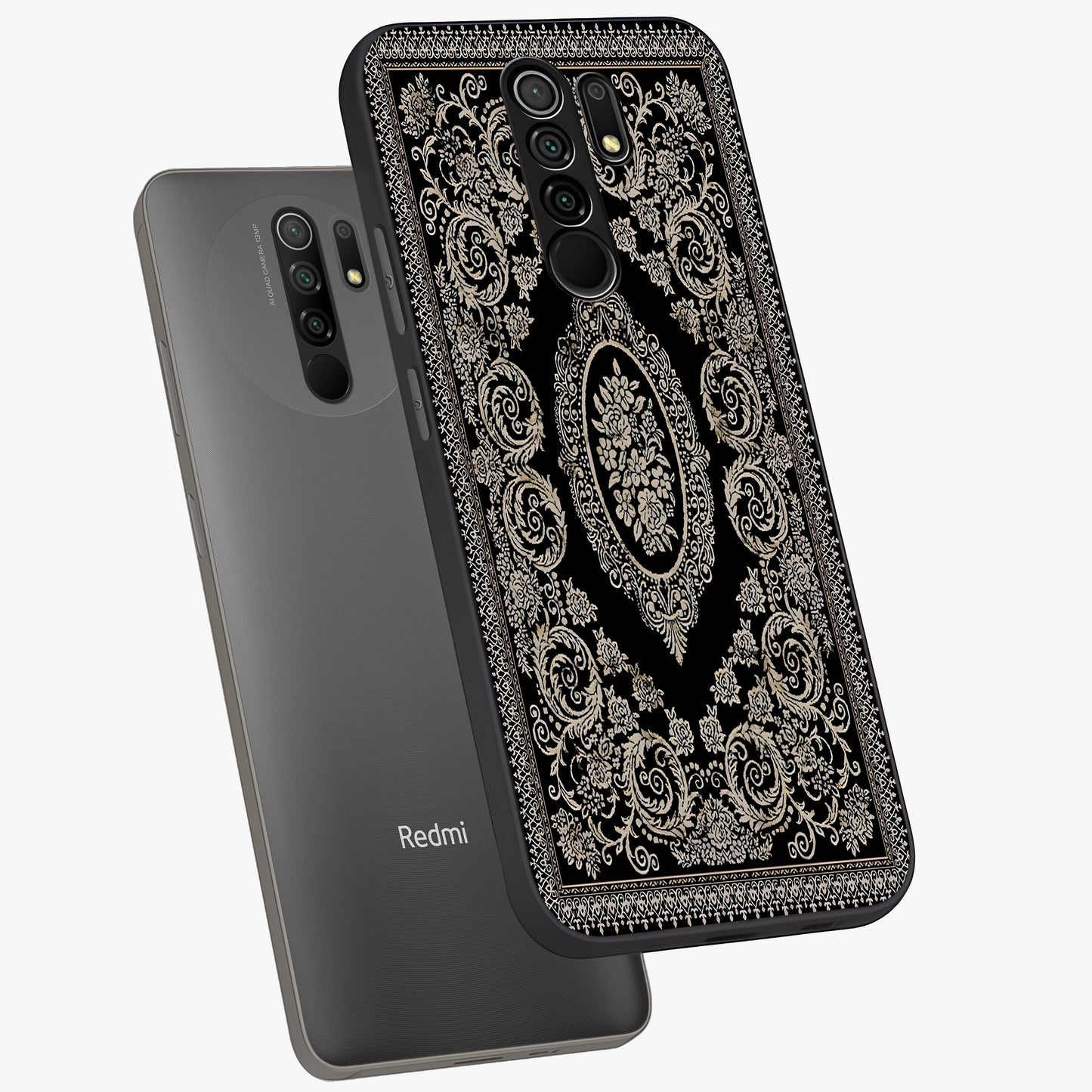 Noir Bloom Elegance Glass Case displayed in angled mockup highlighting refined flower design with stylish noir aesthetic.