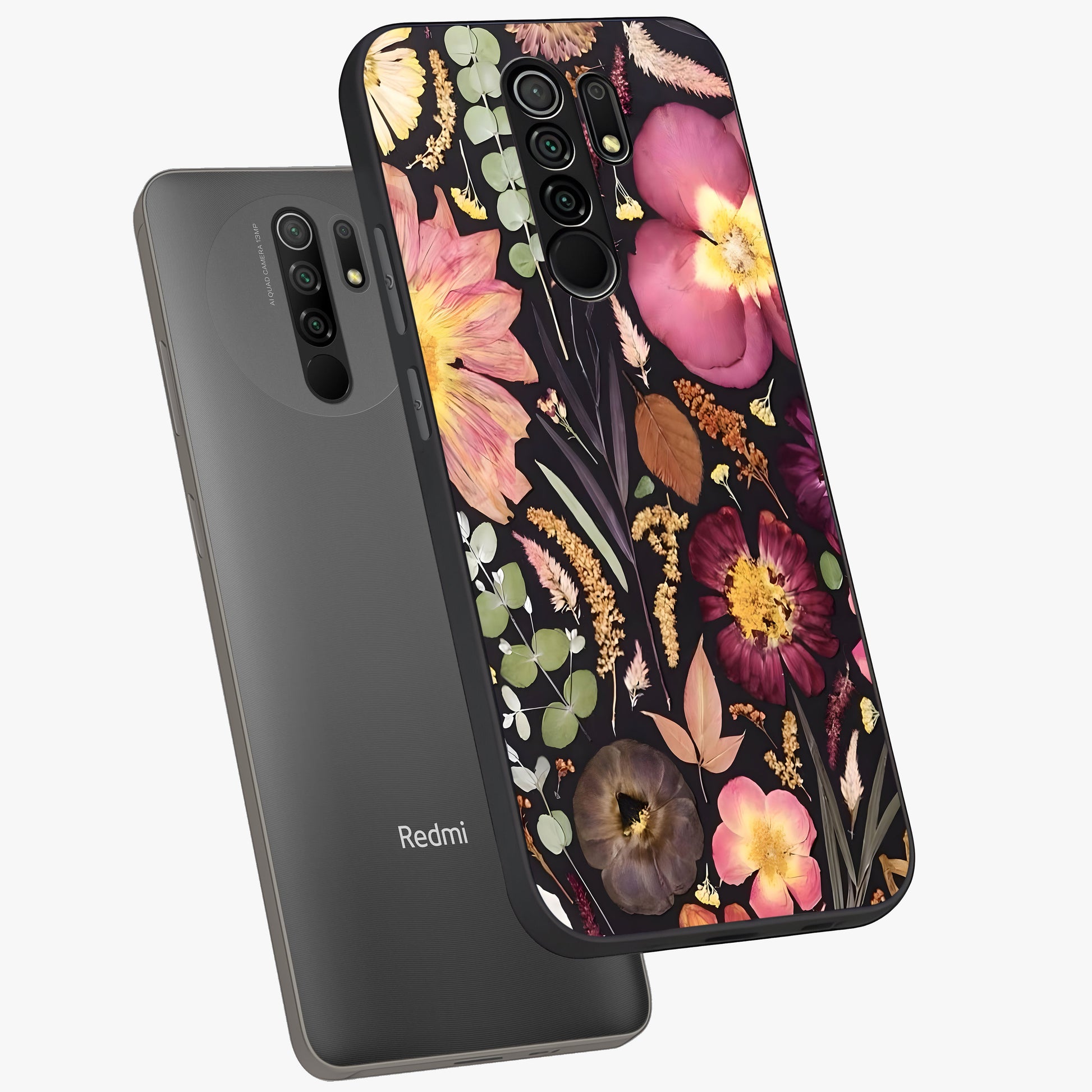 Petal Dream Tapestry Glass Case displayed in angled mockup highlighting decorative petal pattern with elegant botanical aesthetic.