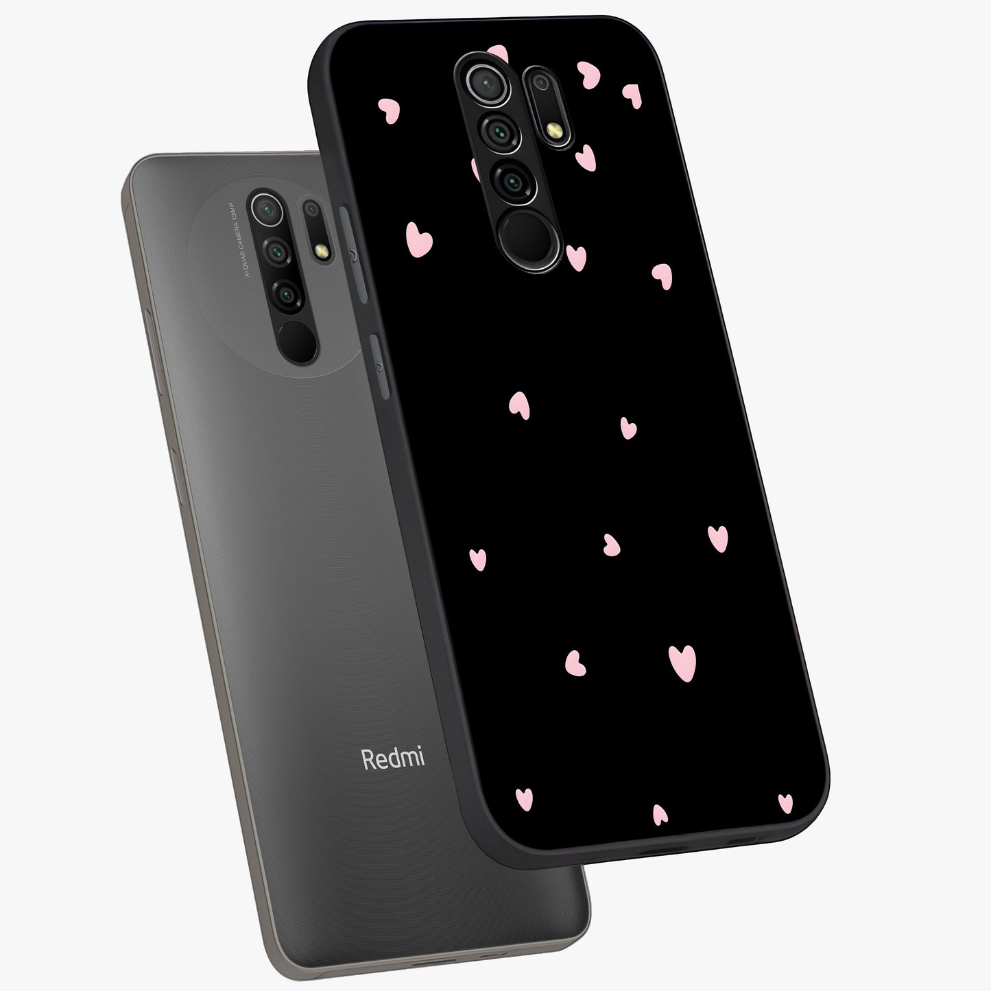Pink Love Drops Glass Case displayed in angled mockup highlighting cute love drop design with vibrant pink aesthetic.