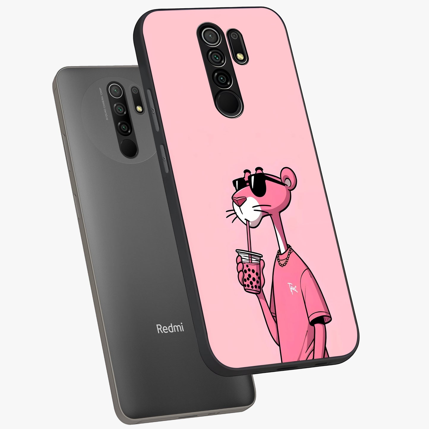 Pink Panther Glass Case displayed in angled mockup highlighting playful cartoon character design with vibrant pink aesthetic.