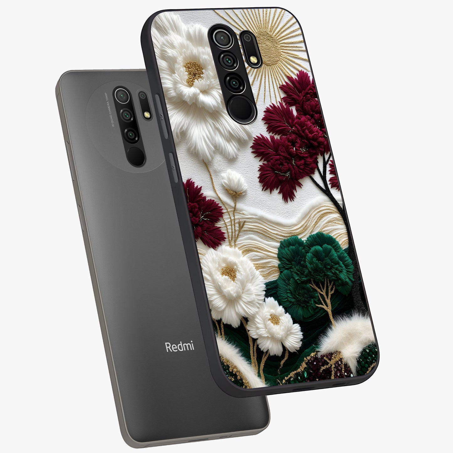 Radiant Bloom Elegance Glass Case displayed in angled mockup highlighting graceful floral design with radiant aesthetic style.