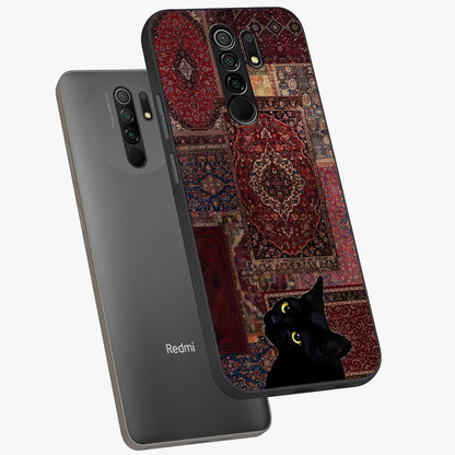 Regal Magic Cat Apple Glass Case displayed in angled mockup highlighting whimsical feline design with fantasy aesthetic.