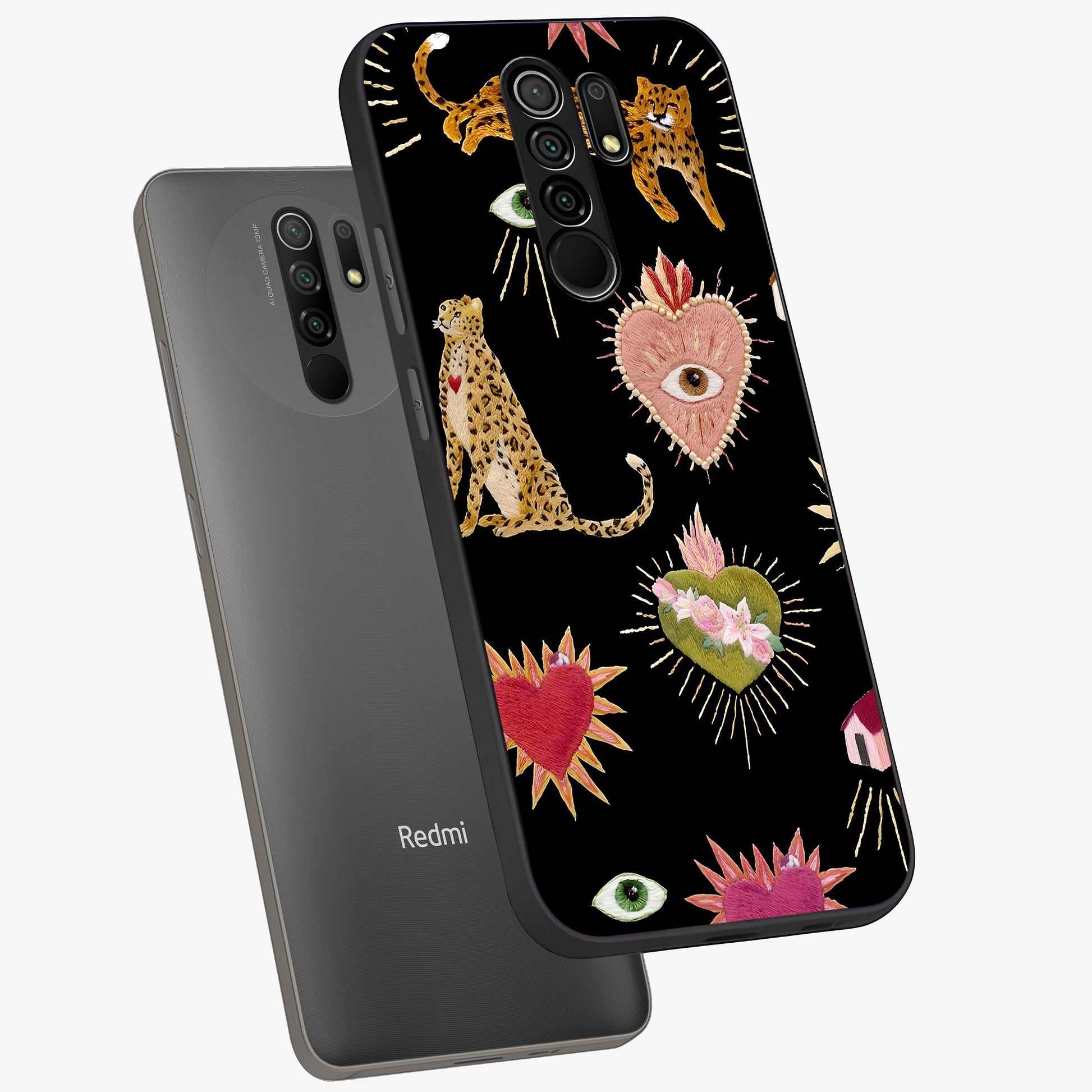 Sacred Jungle Heart Glass Case displayed in angled mockup highlighting lush tropical design with natural aesthetic style.
