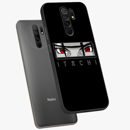Scarlet Gaze Dominance Glass Case displayed in angled mockup highlighting intense visual design with bold scarlet aesthetic.