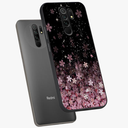 Small Starry Flowers Glass Case displayed in angled mockup highlighting tiny flower pattern with celestial aesthetic style.