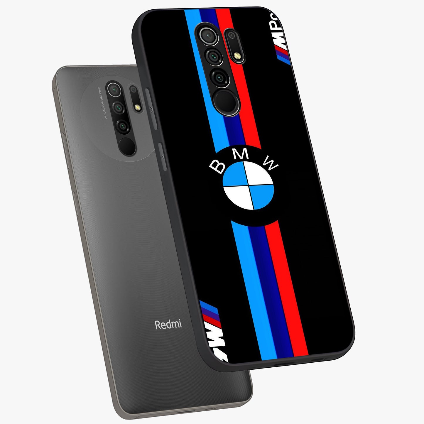 Turbo BMW Beast Glass Case displayed in angled mockup highlighting sleek racing car design with bold automotive aesthetic.