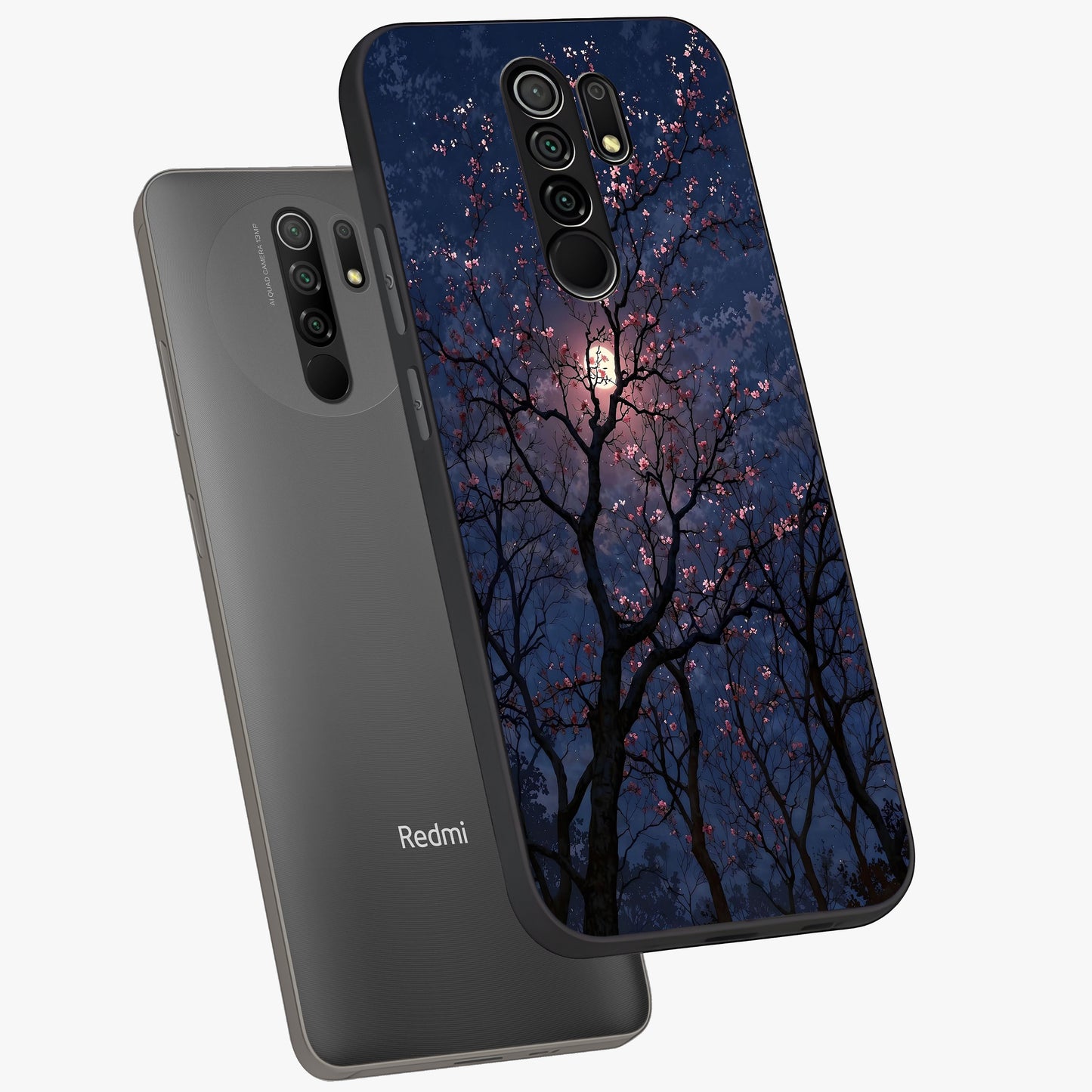 Twilight Sakura Serenade Glass Case displayed in angled mockup highlighting delicate sakura flower design with dreamy aesthetic.
