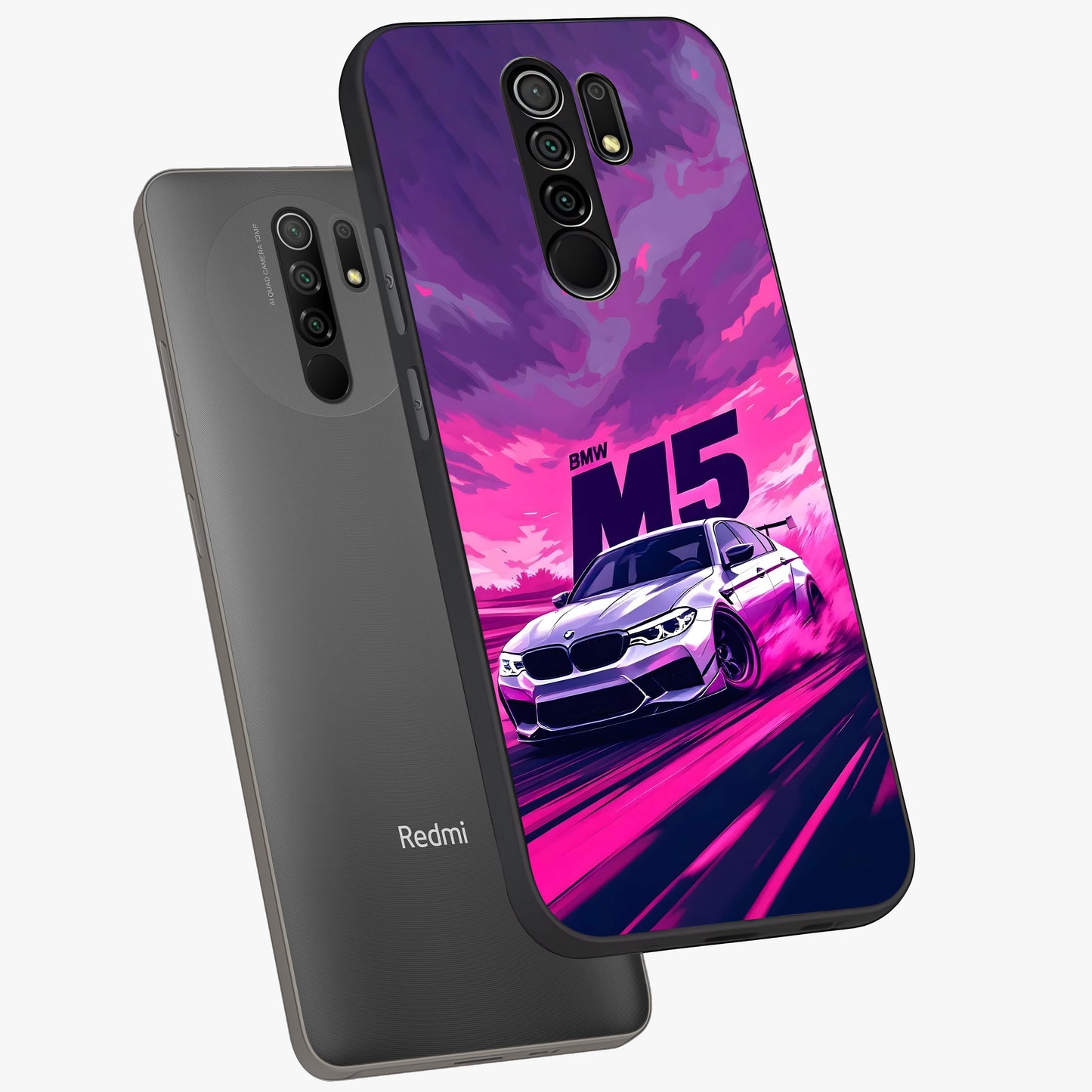Velocity Drift Pulse Glass Case displayed in angled mockup highlighting dynamic drift design with sporty automotive aesthetic.