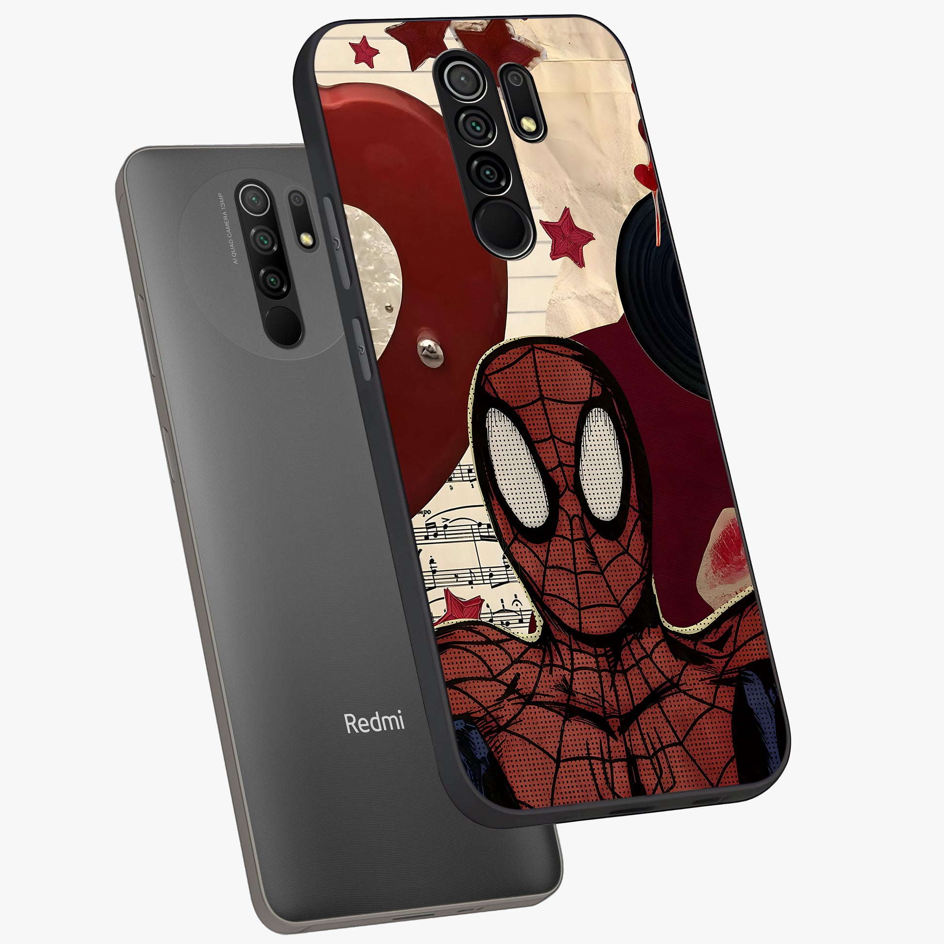 Web Warrior Vibes Glass Case displayed in angled mockup highlighting dynamic web design with comic style aesthetic.