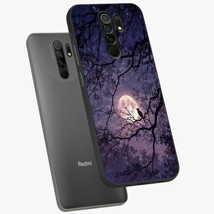 Whispering Moon Silence Glass Case displayed in angled mockup highlighting calm lunar design with dreamy night aesthetic.
