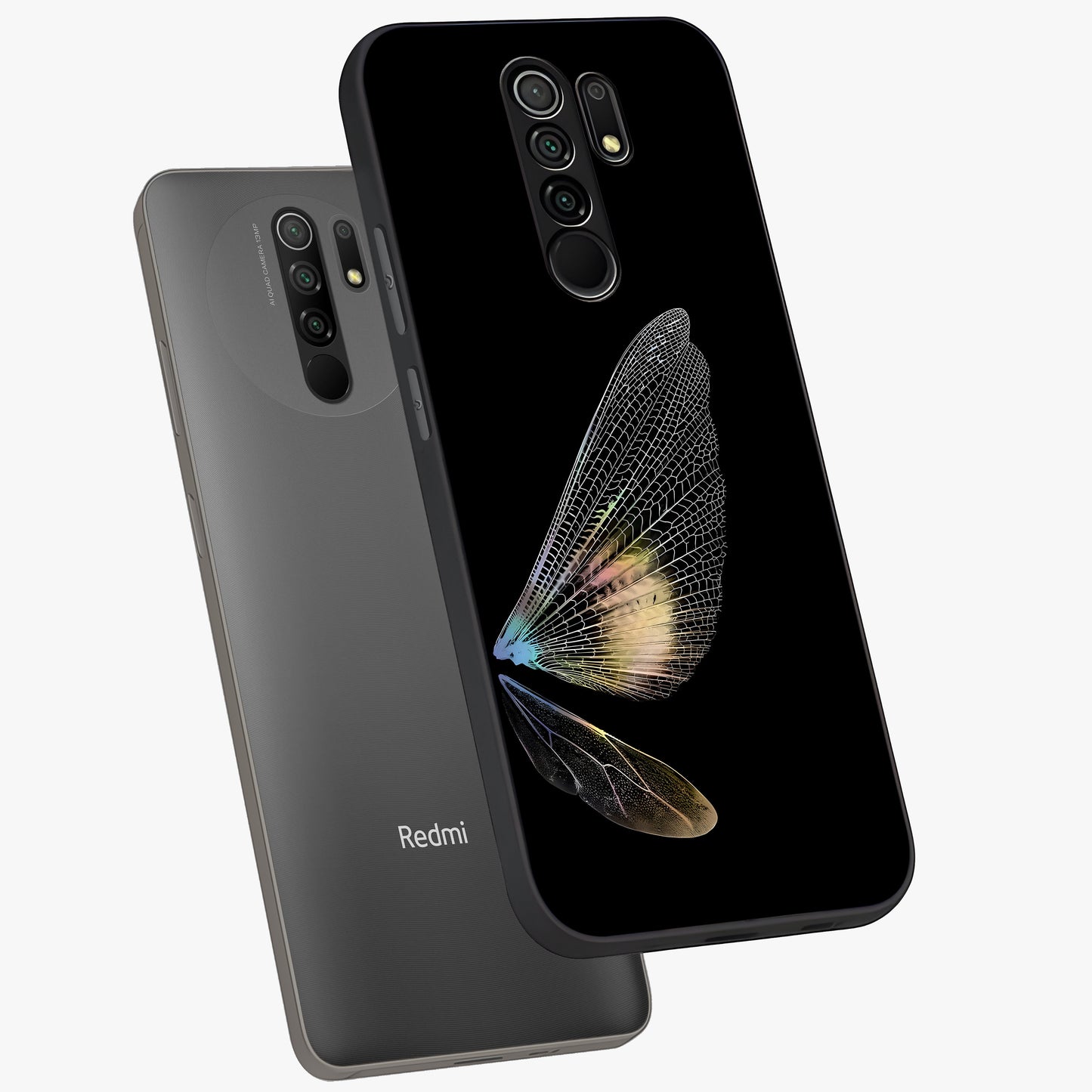 Whispers Of Wings Glass Case displayed in angled mockup highlighting soft feather design with celestial aesthetic style.