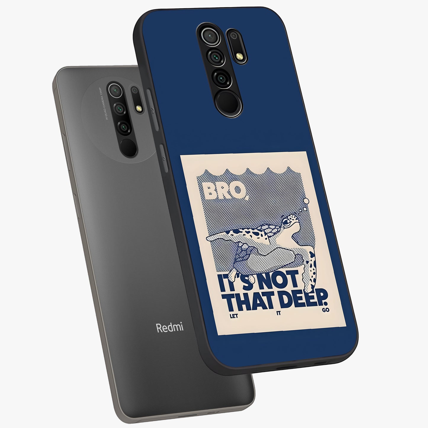 Worry Less Swim Glass Case displayed in angled mockup highlighting fun typography design with relaxed aesthetic style.