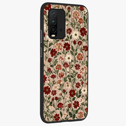 Biege Flower With Leaf Glass Case upright view showcasing delicate beige flower illustration with clean botanical style.