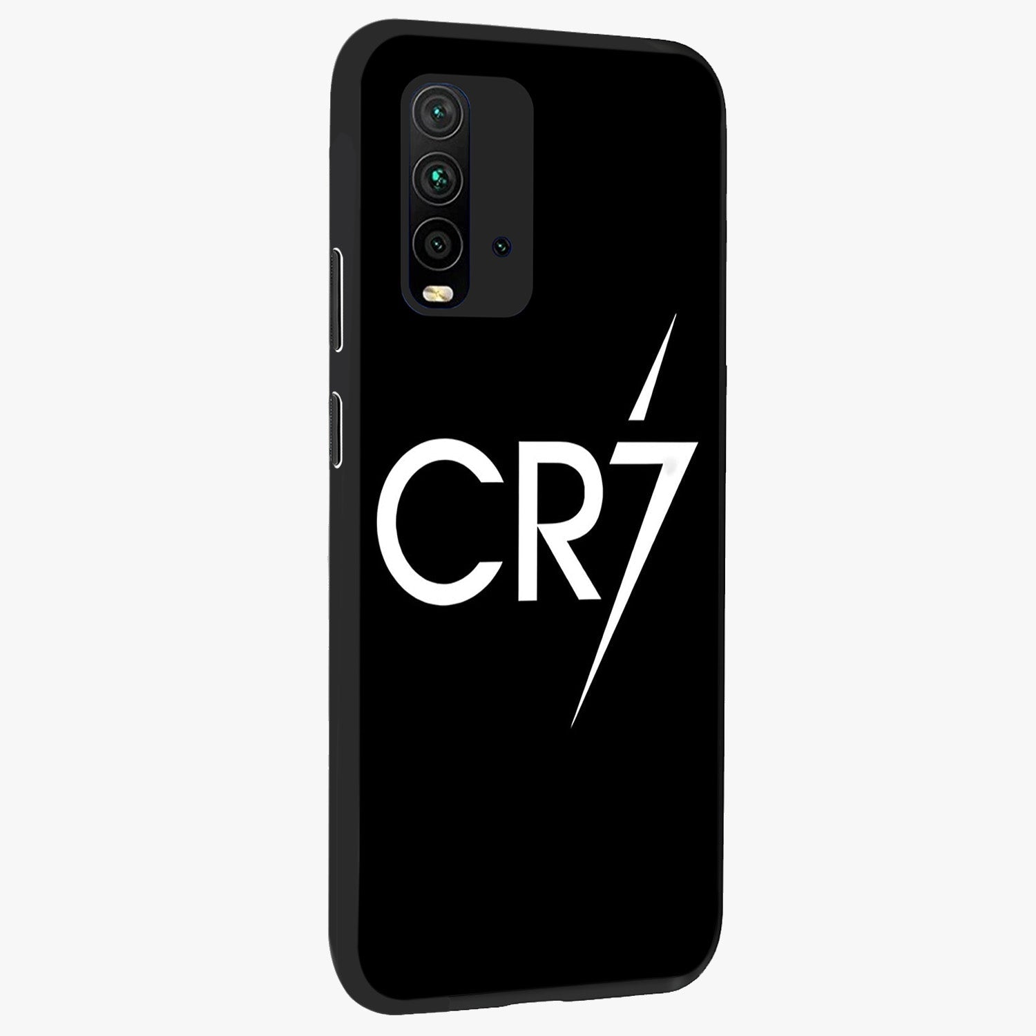 Cr7 Elite Strike Glass Case upright view showcasing energetic football inspired design with modern sports aesthetic.