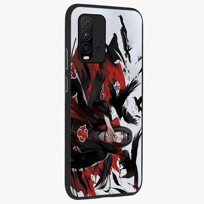 Crimson Crow Illusion Glass Case upright view showcasing striking crow illusion artwork with intense crimson theme.