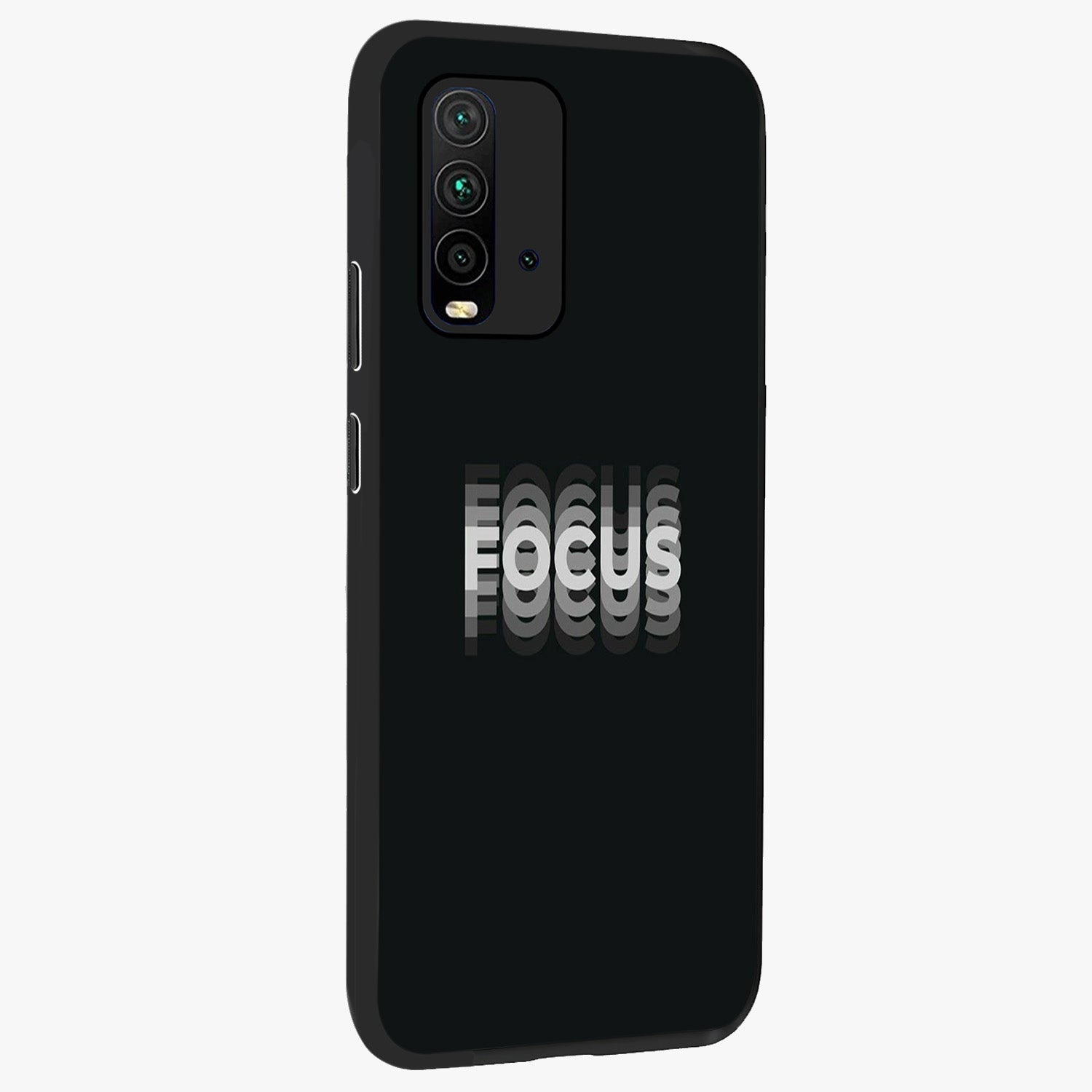 Focus Mode On Glass Case upright view showcasing strong typography statement with sleek motivational theme.