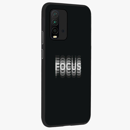 Focus Mode On Glass Case upright view showcasing strong typography statement with sleek motivational theme.