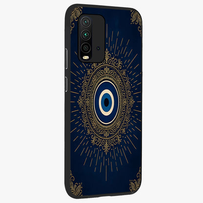 Golden Celestial Charm Glass Case upright view showcasing radiant celestial artwork with elegant golden theme.
