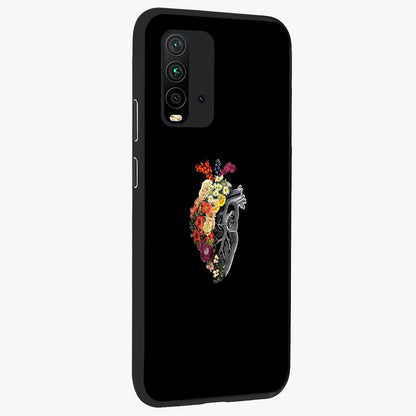 Heart With Flowers Glass Case upright view showcasing decorative heart and floral artwork with sweet romantic theme.