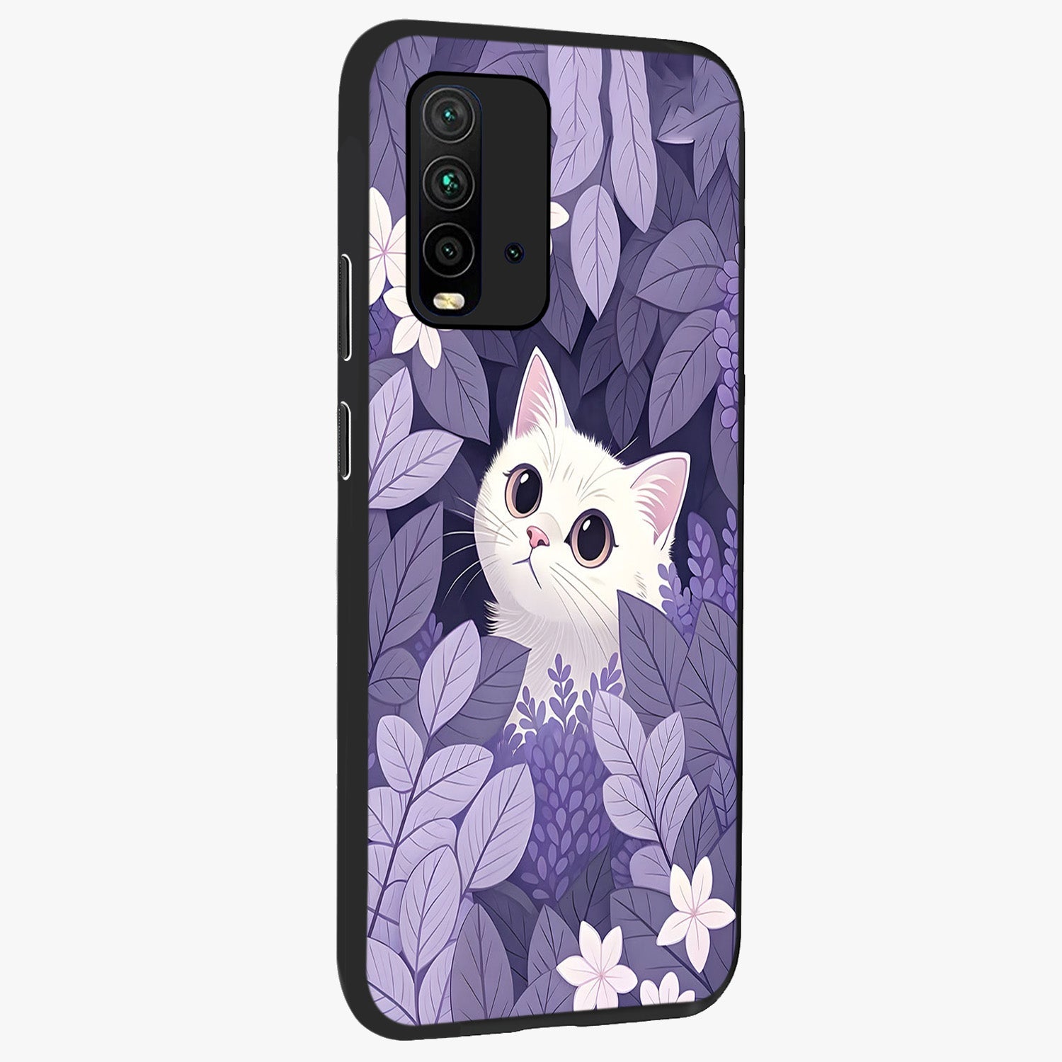 Lilac Hide Peek Cat Glass Case upright view showcasing charming cat artwork with adorable peek theme.