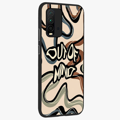 Out Of Mind Glass Case upright view showcasing striking typography artwork with edgy conceptual theme.