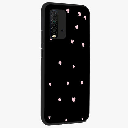 Pink Love Drops Glass Case upright view showcasing charming heart drop artwork with romantic playful theme.