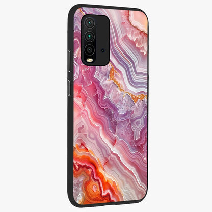 Rose Quartz Marble Glass Case upright view showcasing decorative marble artwork with luxurious pastel theme.