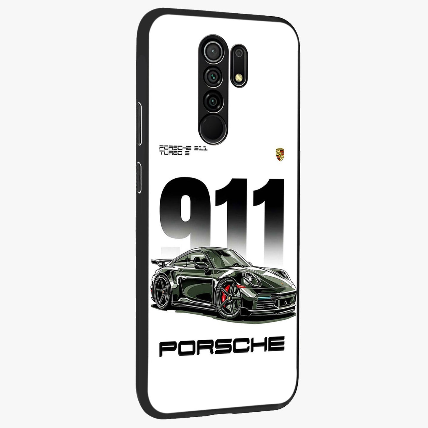 911 Turbo Dominance Glass Case upright perspective showcasing powerful racing design and modern automotive aesthetic.