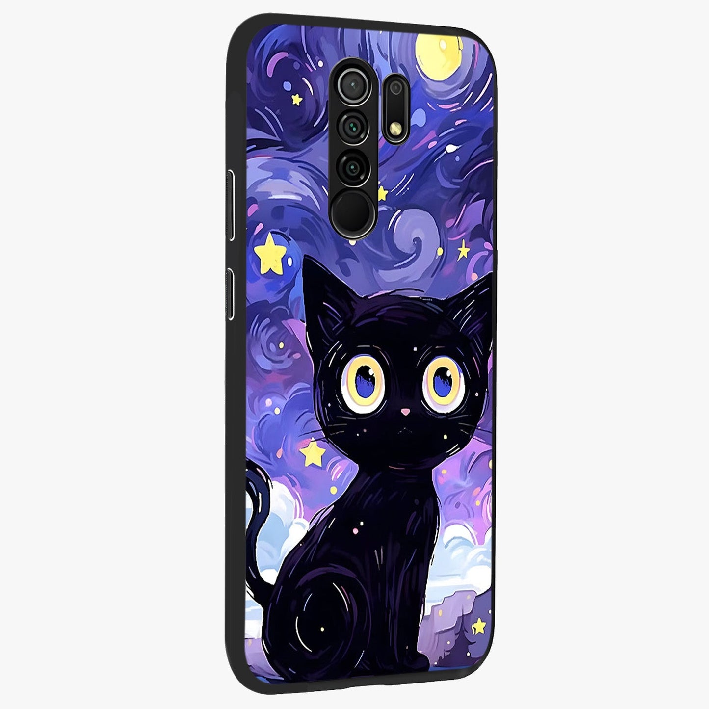 Abstract Cat Art Glass Case upright view showcasing creative feline illustration and aesthetic artistic style.