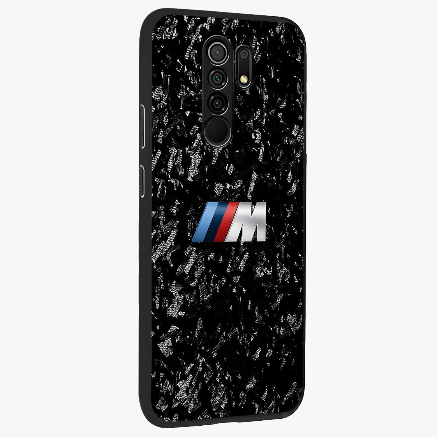 Carbon Speed Mark Glass Case upright view showcasing modern carbon speed graphic with bold automotive theme.