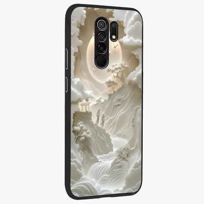 Celestial Origami Glass Case upright view showcasing creative origami artwork with modern celestial style.