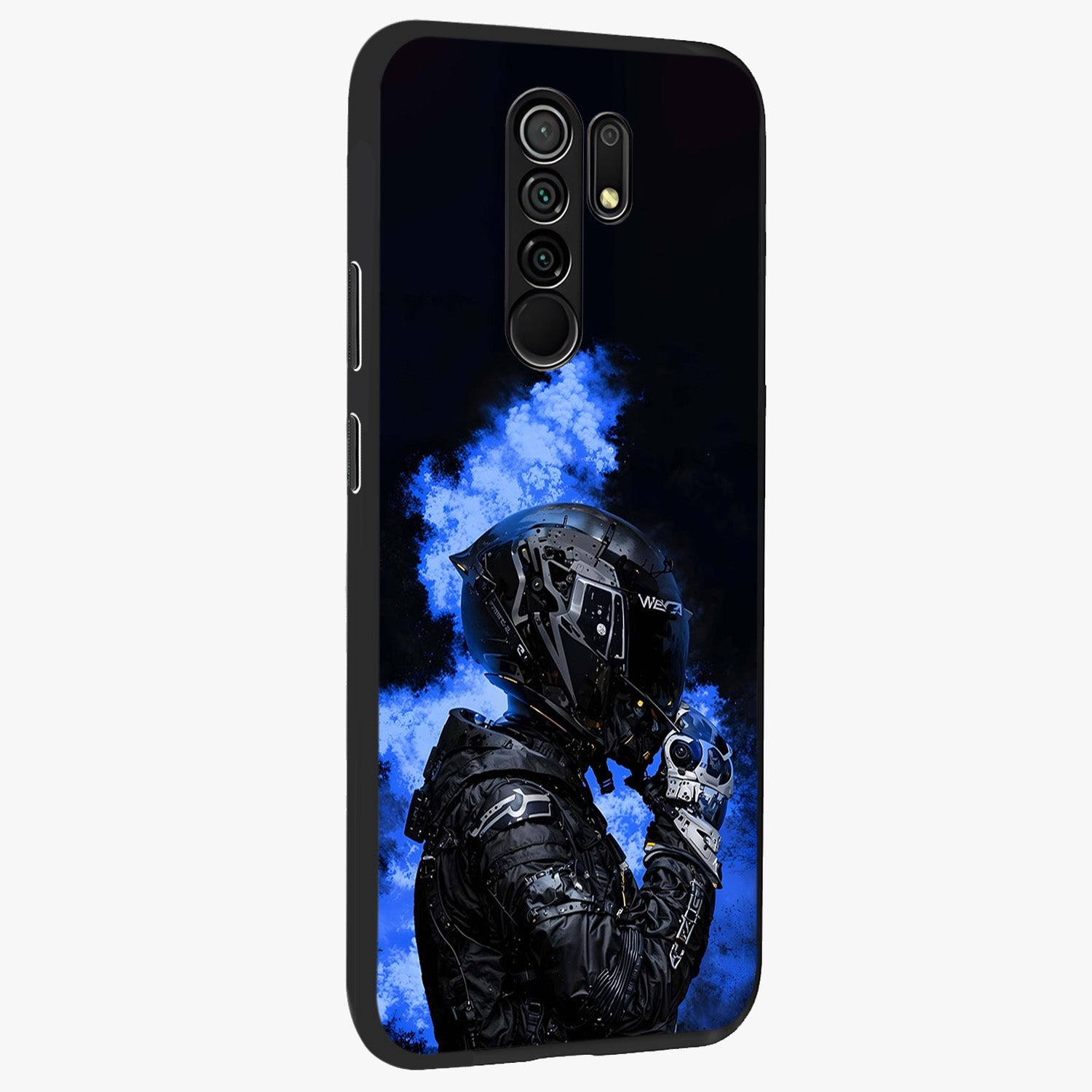 Cyber Sentinel Protocol Glass Case upright view showcasing advanced cyber sentinel artwork with futuristic tech theme.