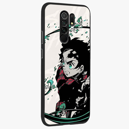 Demon Slayer Glass Case upright view showcasing powerful anime artwork with intense warrior theme.
