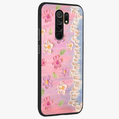 Dreamy Painted Garden Glass Case upright view showcasing vibrant floral garden artwork with artistic nature theme.