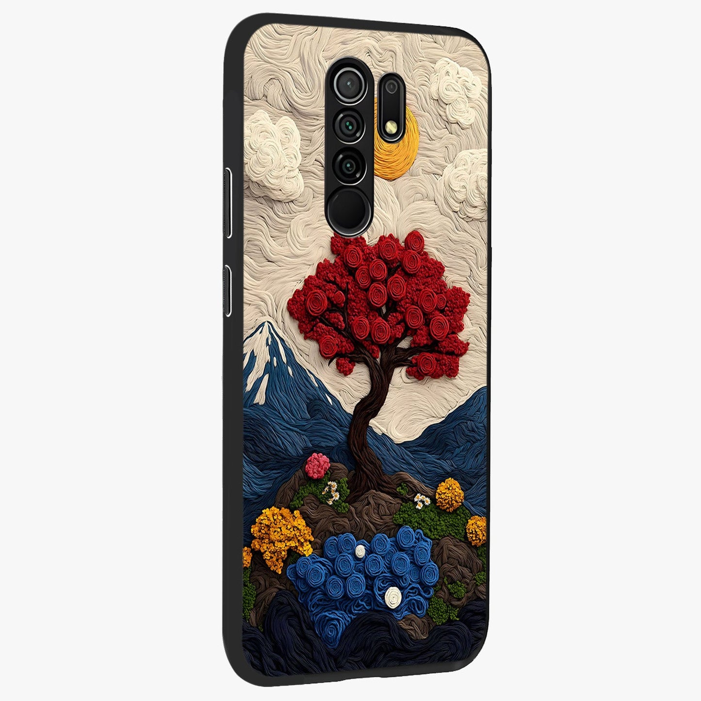 Eternal Nature Tapestry Glass Case upright view showcasing elegant nature tapestry design with decorative style.