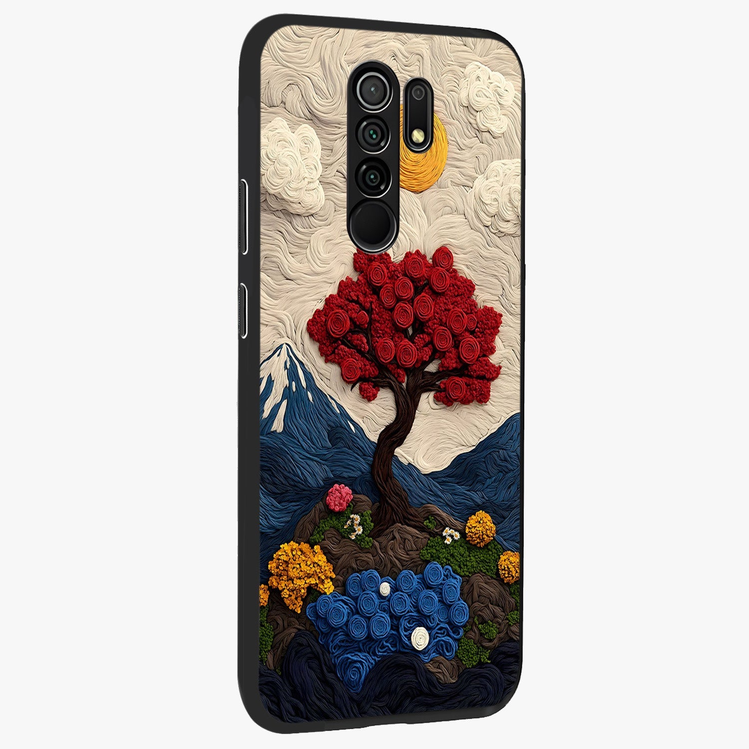 Eternal Nature Tapestry Glass Case upright view showcasing elegant nature tapestry design with decorative style.