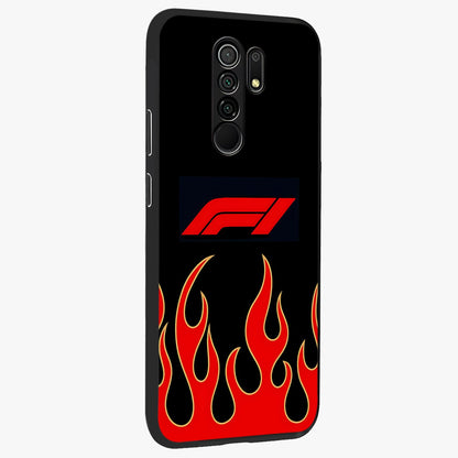 Fire F11 Glass Case upright view showcasing dynamic flame artwork with intense visual theme.