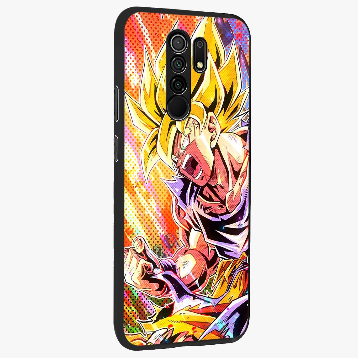 Firing Goku Glass Case upright view showcasing energetic anime artwork with bold warrior theme.
