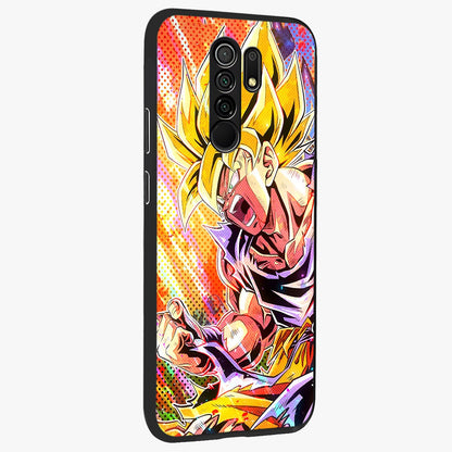 Firing Goku Glass Case upright view showcasing energetic anime artwork with bold warrior theme.