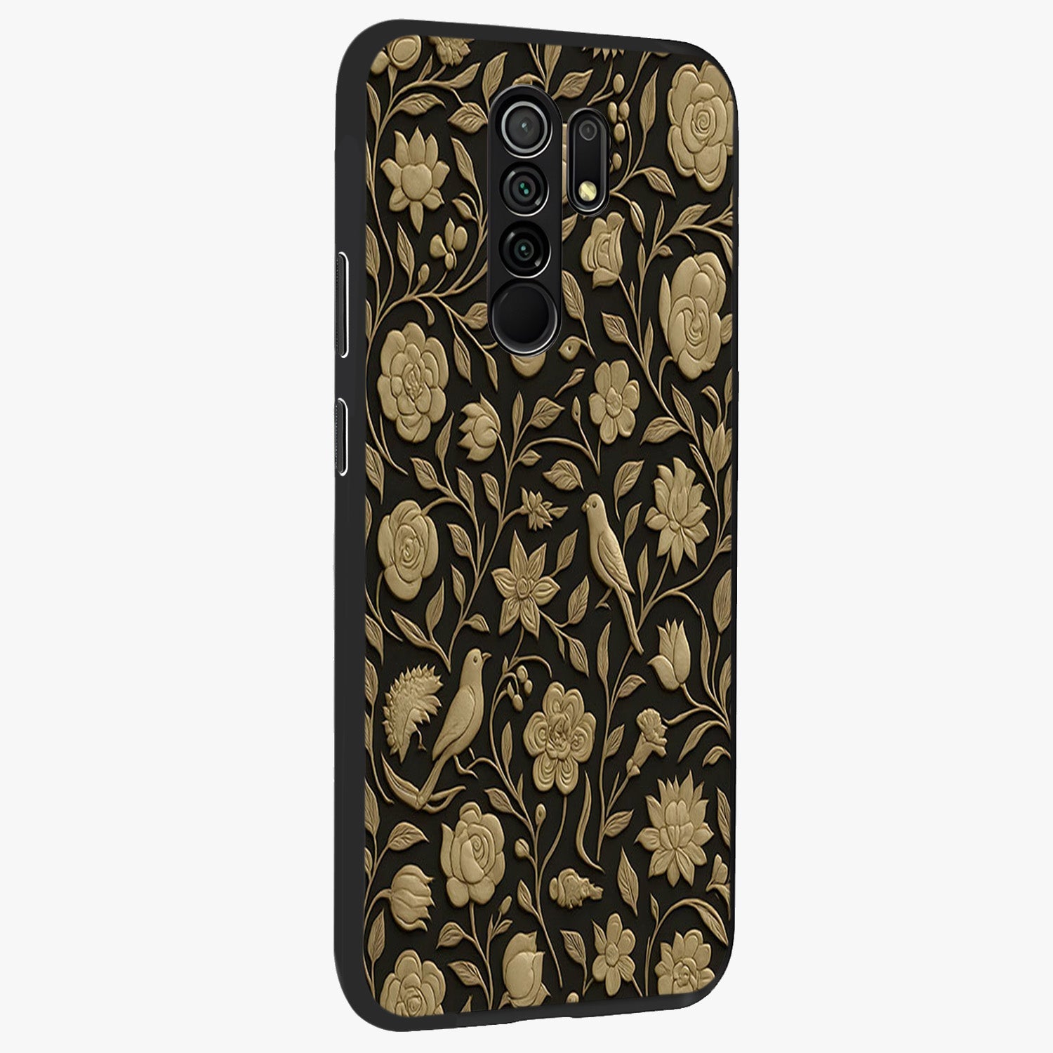 Golden Evil Eye Mandala Glass Case upright view showcasing decorative evil eye mandala artwork with spiritual aesthetic style.