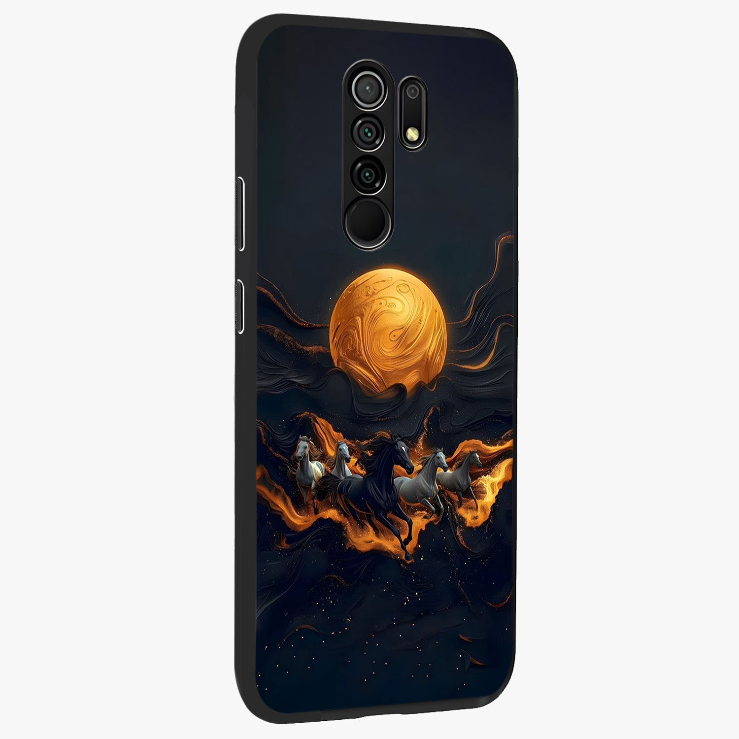 Golden Royal Heritage Glass Case upright view showcasing elegant royal artwork with classic heritage theme.