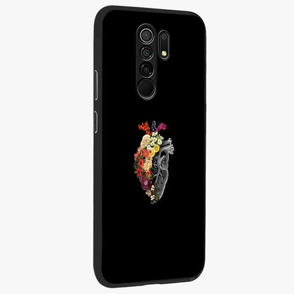 Heart With Flowers Glass Case upright view showcasing decorative heart and floral artwork with sweet romantic theme.